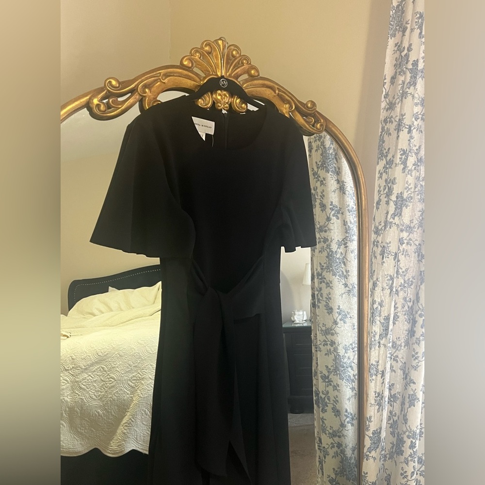Donna Morgan Dark Navy Short Sleeve Tie dress
